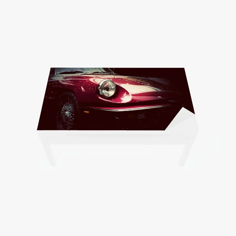 Table & desk veneer classic red sports car close-up