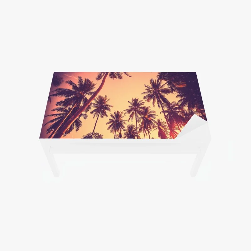 Table & desk veneer vintage tropical sunset palm silhouettes