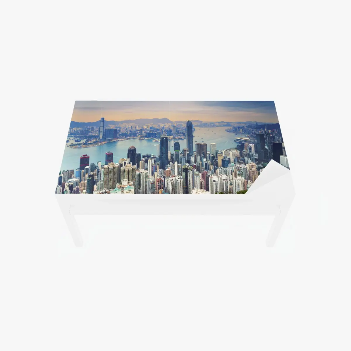 Table & desk veneer Hong Kong skyline at dusk • Wallissimo® Table & desk veneer Hong Kong skyline at dusk • Wallissimo®