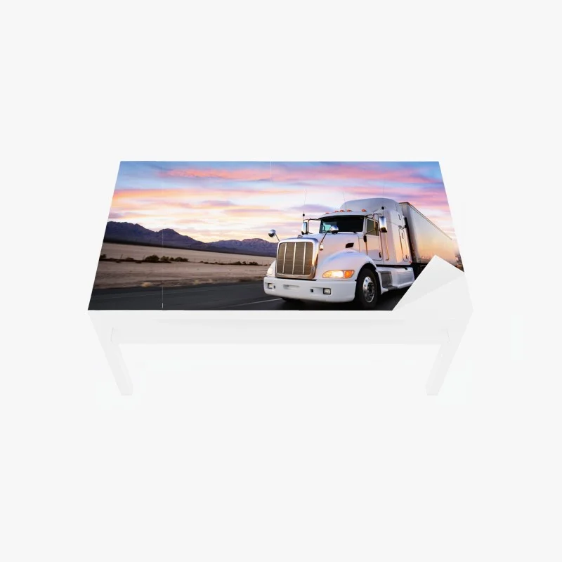 Table & desk veneer sunset highway truck in motion