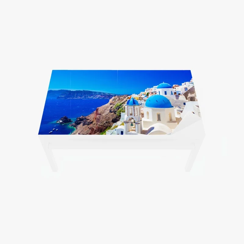 Table & desk veneer Santorini blue-domed village over the Aegean