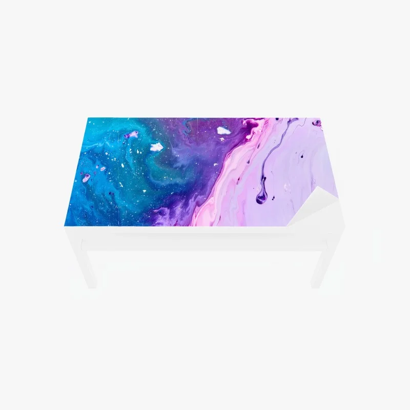 Table & desk veneer vibrant blue and purple abstract fluid art
