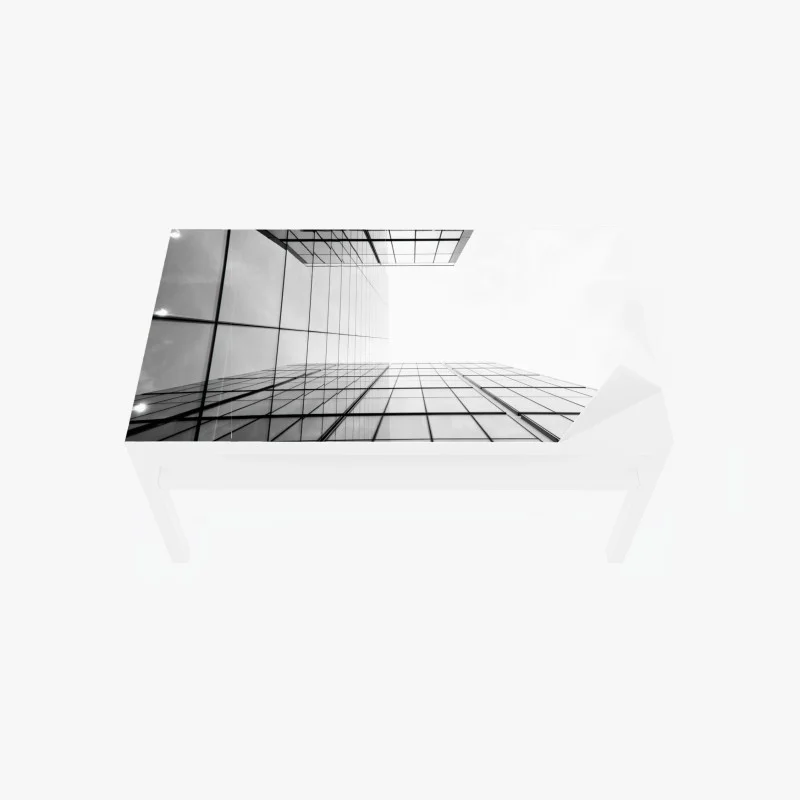 Table & desk veneer minimalist glass skyscraper perspective