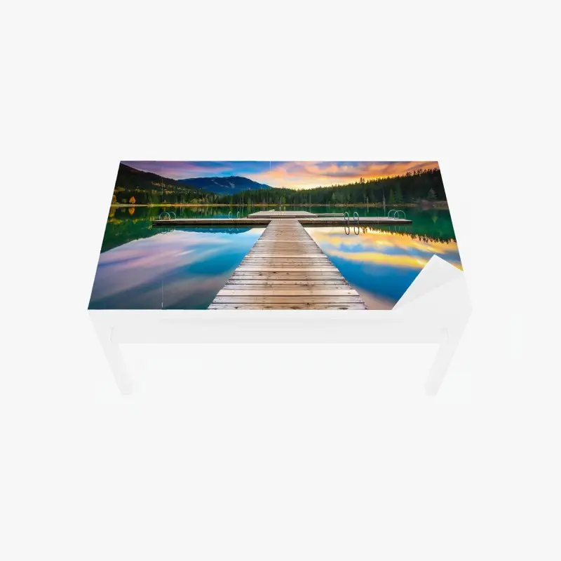 Table & desk veneer serene mountain lake at sunset