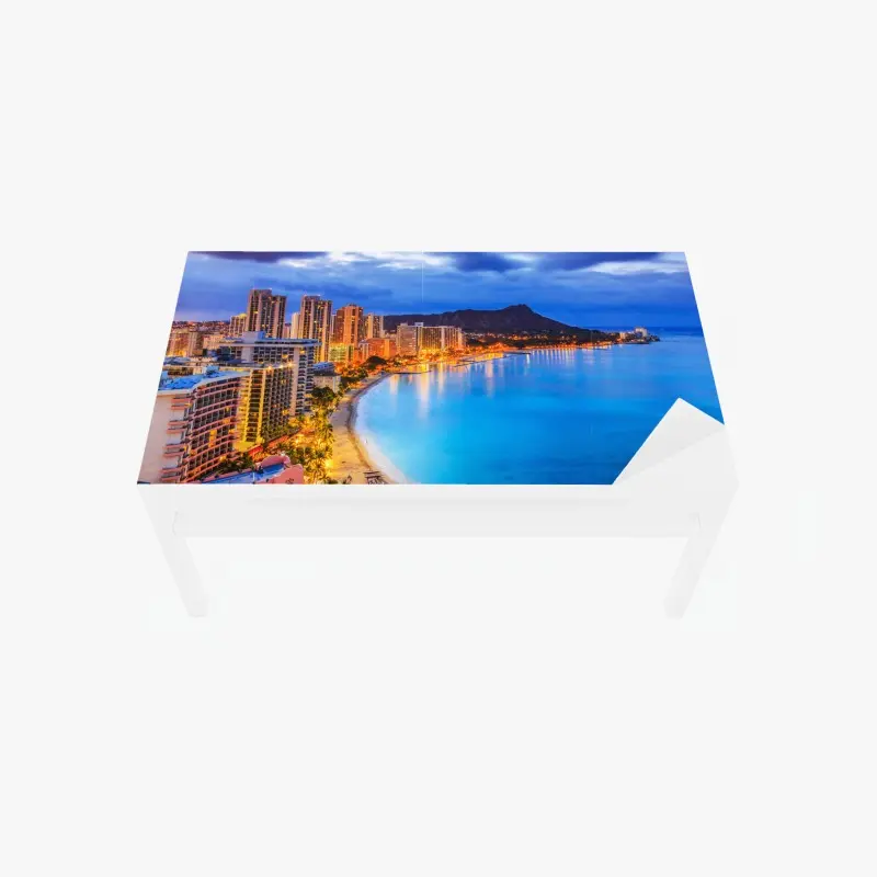 Table & desk veneer Honolulu skyline at dusk