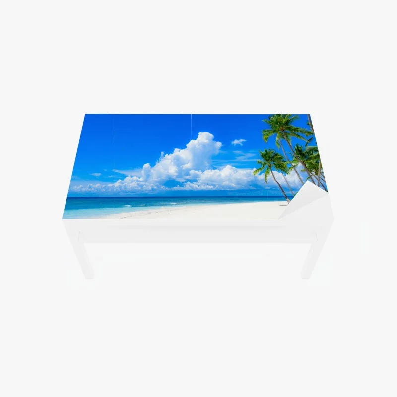 Table & desk veneer tropical palm beach under blue sky