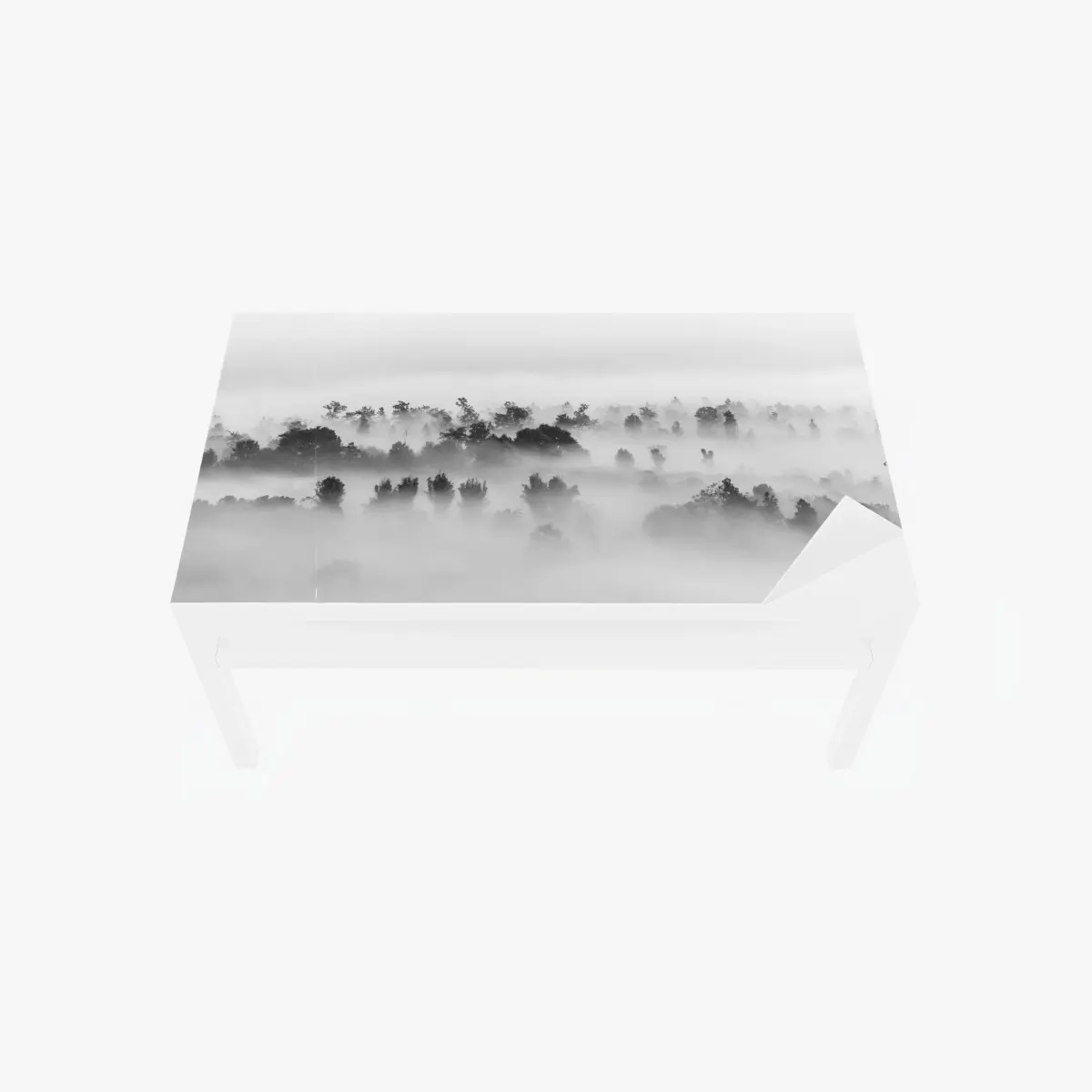 Table & desk veneer mist-covered forest in monochrome ⁕ Wallissimo® Table & desk veneer mist-covered forest in monochrome ⁕ Wallissimo®