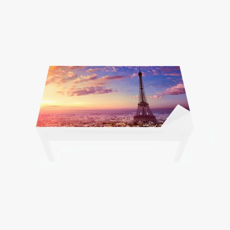 Table & desk veneer sunset over the Eiffel Tower skyline