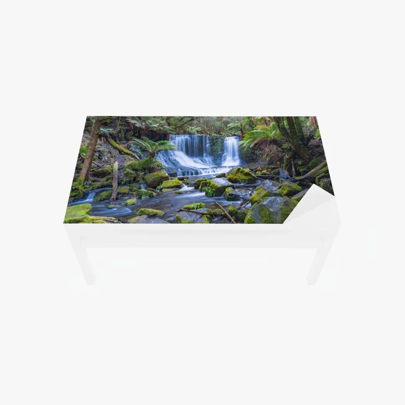 Table & desk veneer serene forest waterfall retreat
