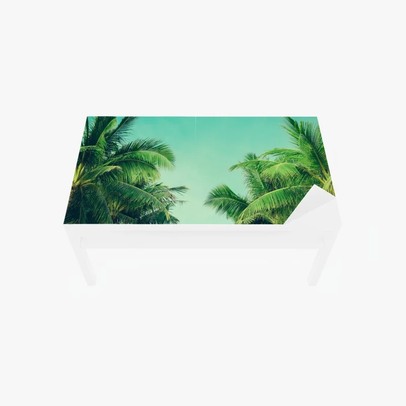 Table & desk veneer tropical palm canopy under turquoise sky