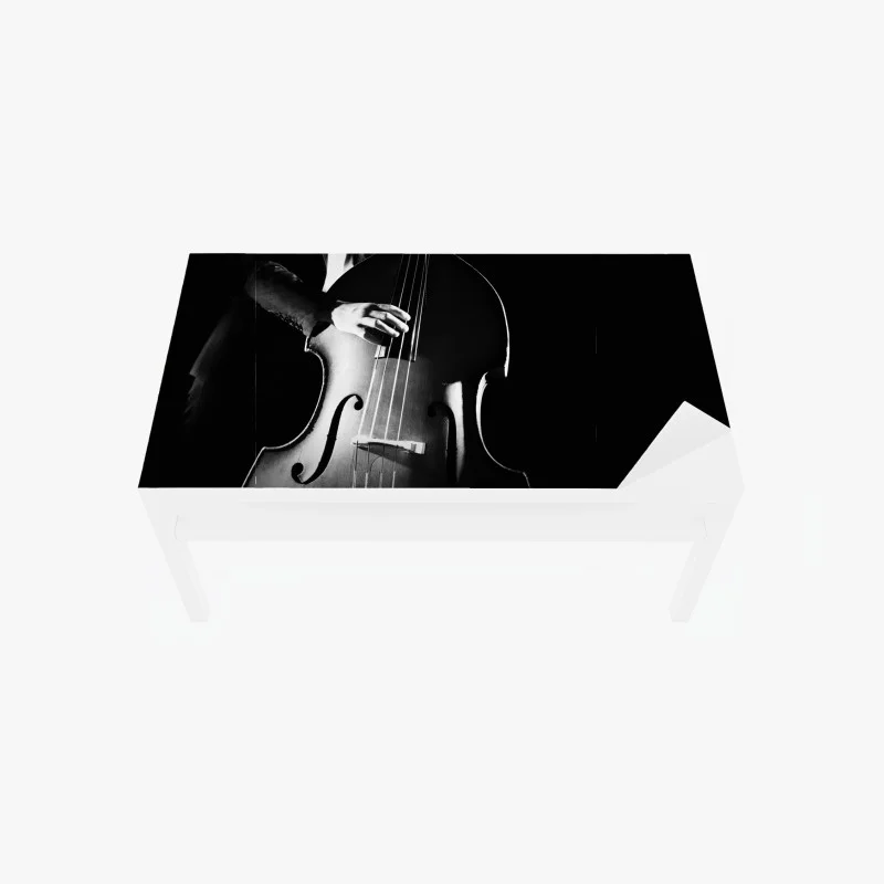 Table & desk veneer double bass player in dramatic monochrome