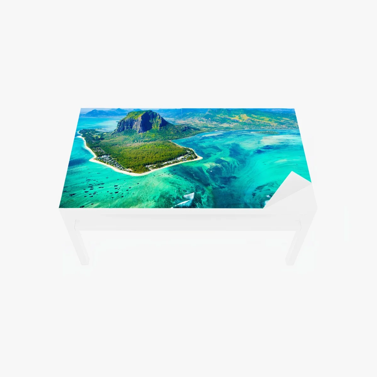Table & desk veneer turquoise lagoon aerial view, Mauritius • Wallissimo® Table & desk veneer turquoise lagoon aerial view, Mauritius • Wallissimo®