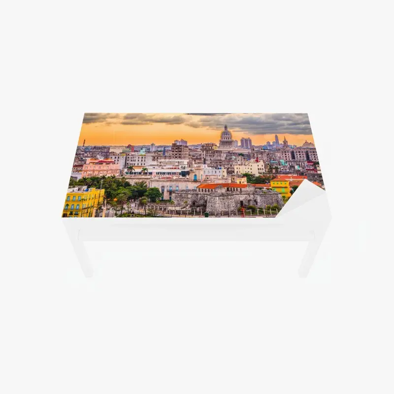 Table & desk veneer Havana skyline at sunset