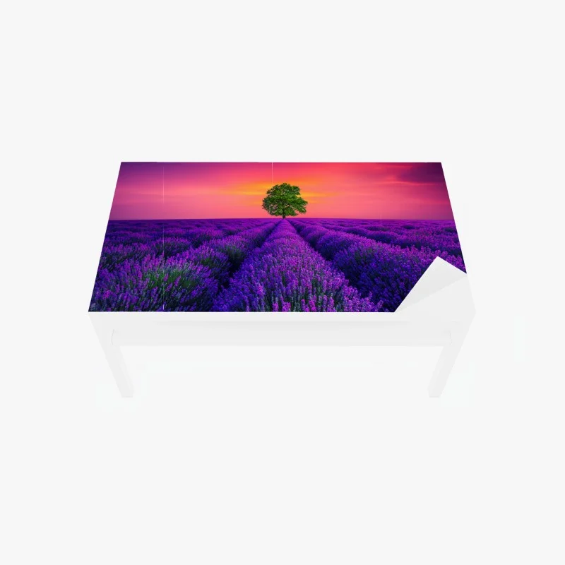 Table & desk veneer lavender sunset with lone tree