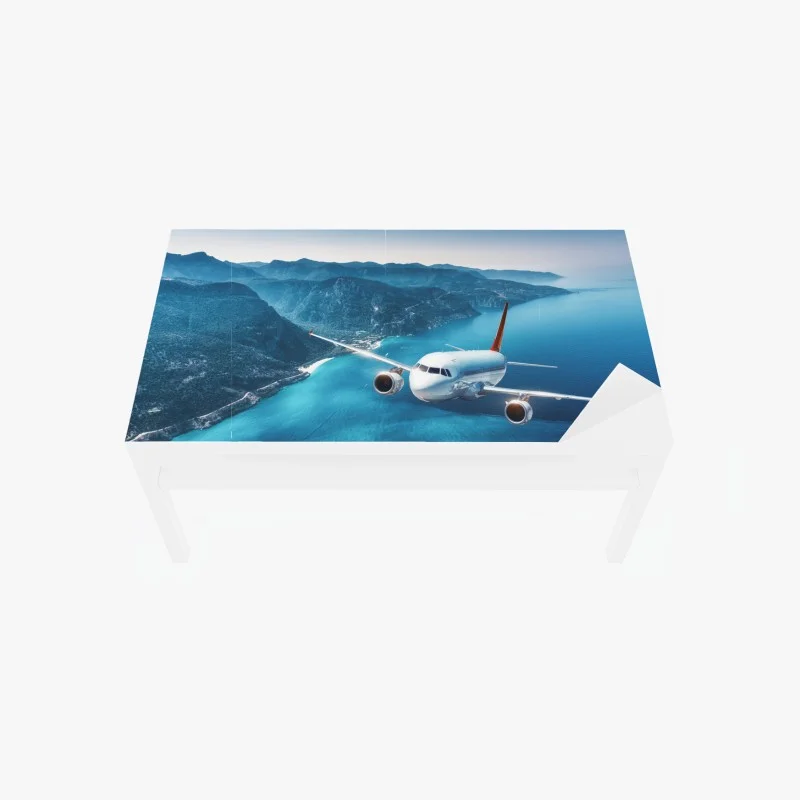 Table & desk veneer coastal flight over turquoise sea