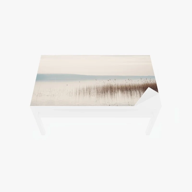 Table & desk veneer serene lakeside reeds at dawn