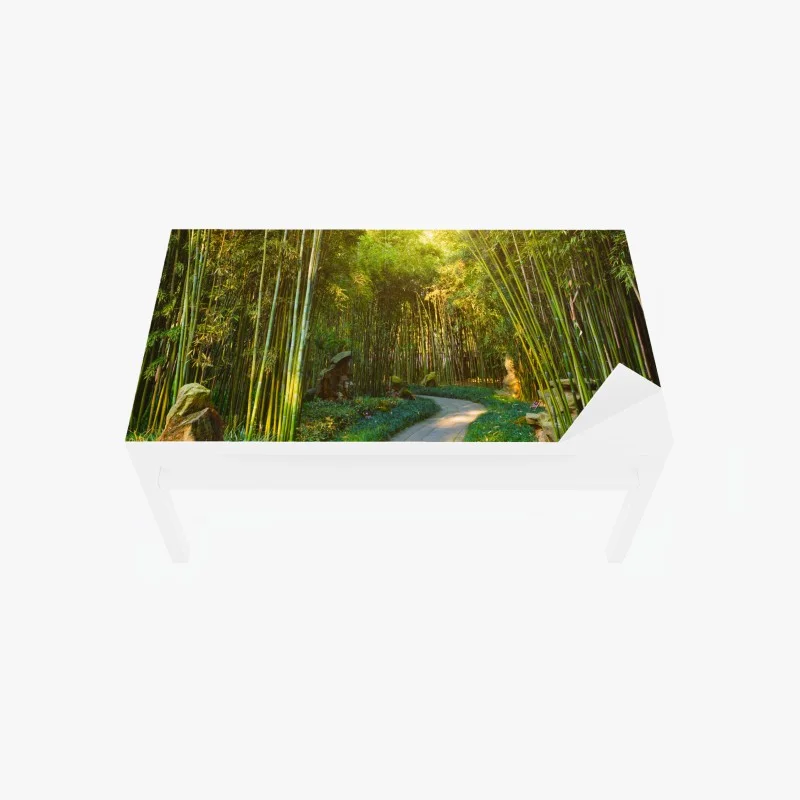 Table & desk veneer serene bamboo forest pathway