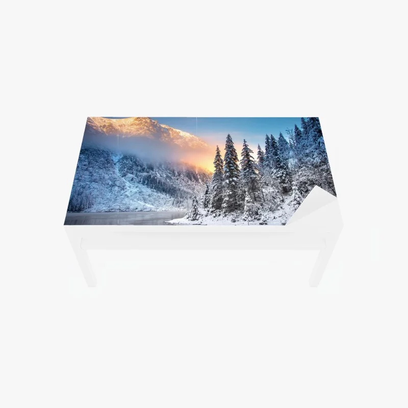 Table & desk veneer winter sunrise at Morskie Oko