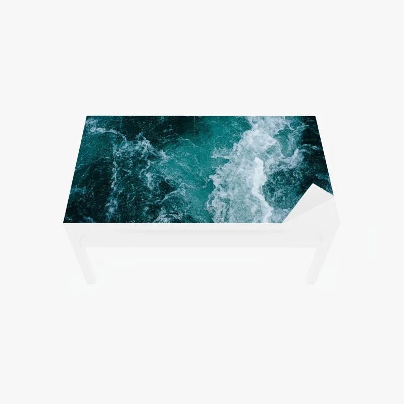Table & desk veneer turquoise ocean waves texture