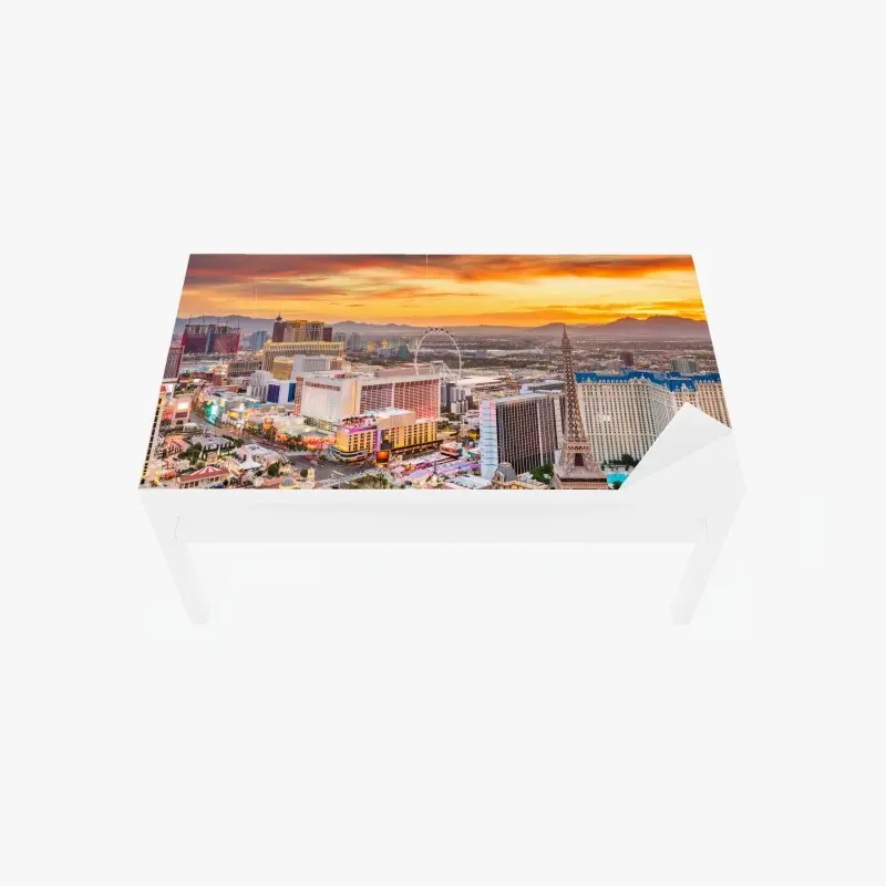 Table & desk veneer Las Vegas skyline at sunset