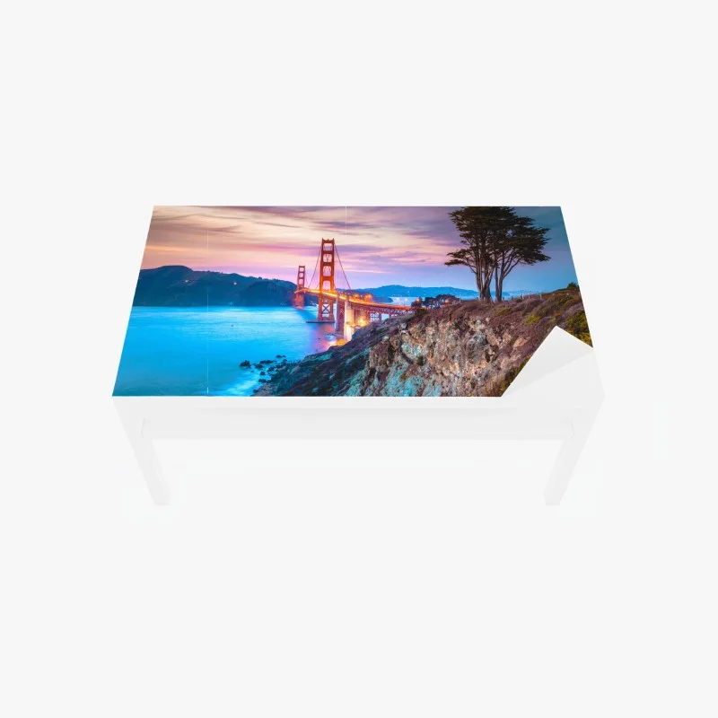 Table & desk veneer Golden Gate Bridge at twilight