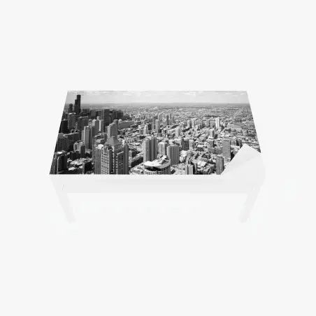 Table & desk veneer Chicago skyline in grayscale • Wallissimo®