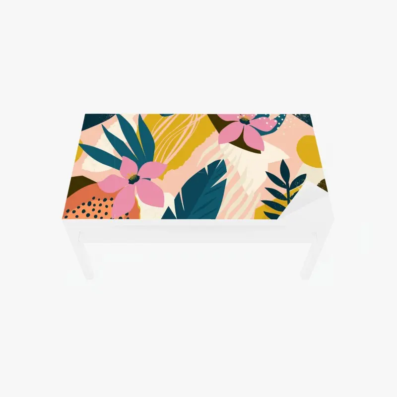 Table & desk veneer tropical abstract floral artwork