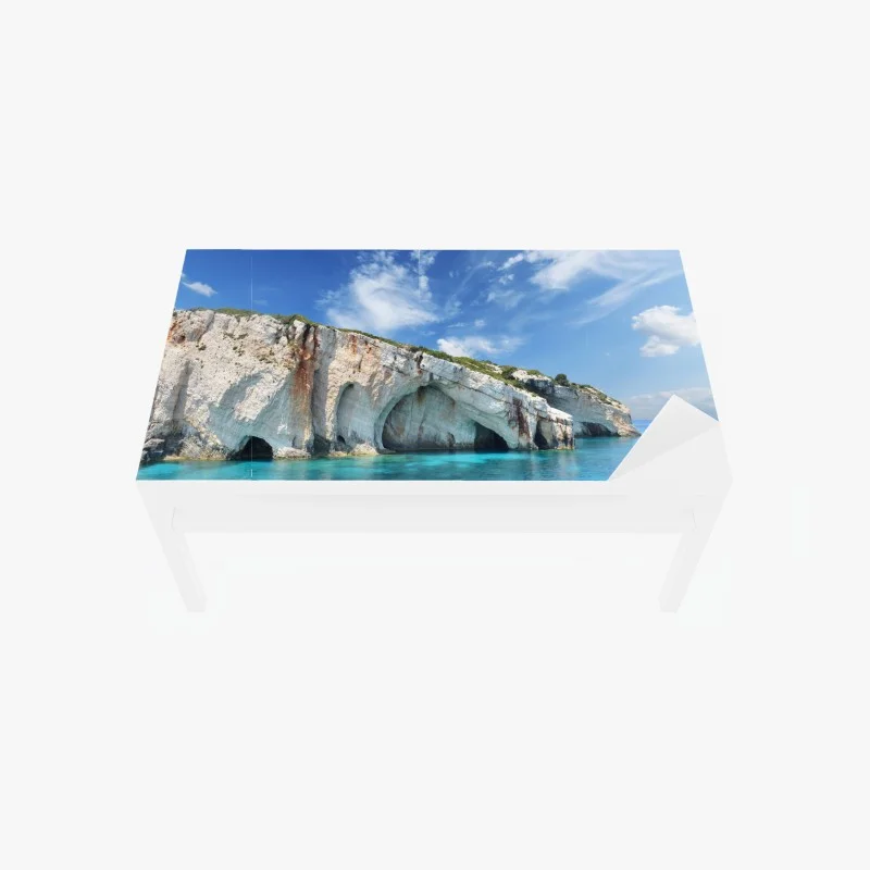 Table & desk veneer blue caves on Zakynthos