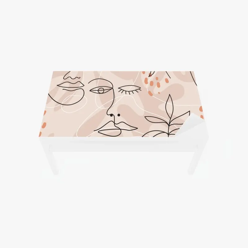 Table & desk veneer red floral pattern with beige centers • Wallissimo®