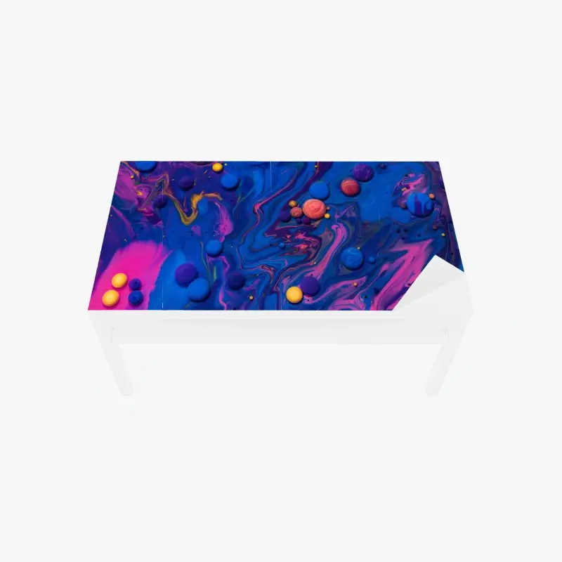 Table & desk veneer vibrant cosmic paint swirls