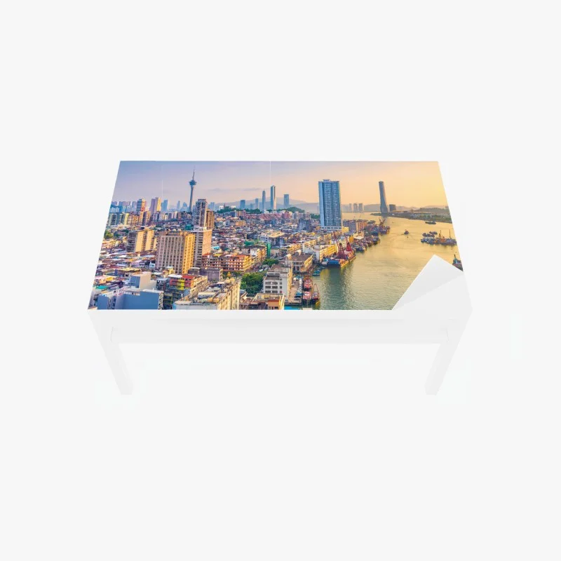 Table & desk veneer monochrome city skyline • Wallissimo®