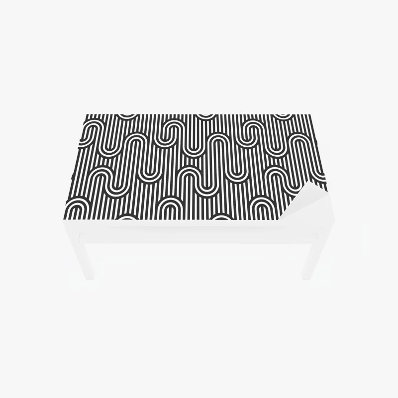 Table & desk veneer black and white geometric optical pattern