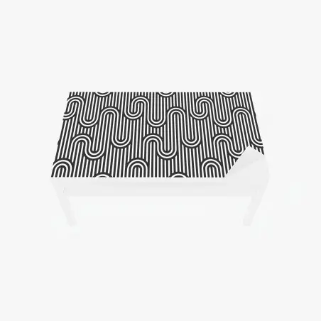 Table & desk veneer black and white geometric optical pattern • Wallissimo®