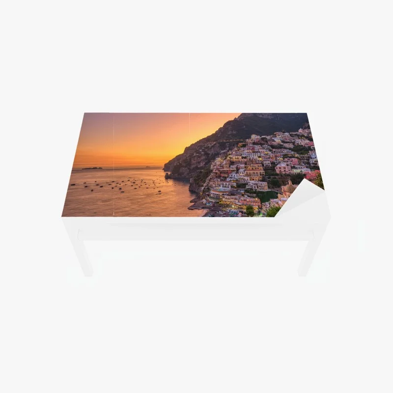 Table & desk veneer sunset over Positano, Amalfi Coast