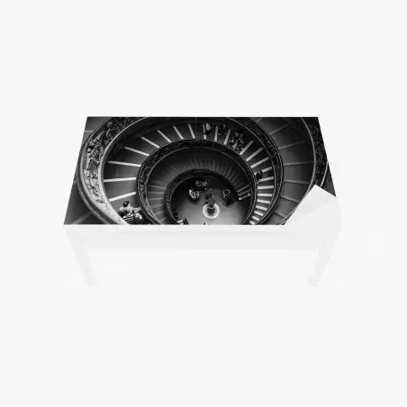 Table & desk veneer dramatic spiral staircase in monochrome • Wallissimo®