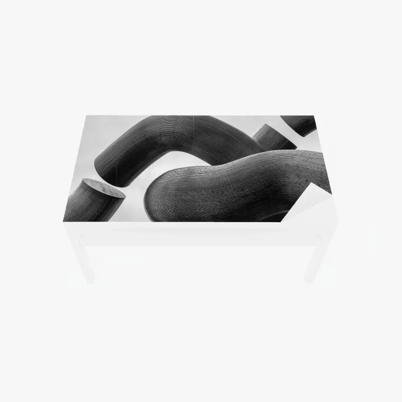 Table & desk veneer curved forms abstract sculpture in grayscale