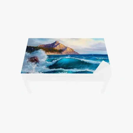 Table & desk veneer turquoise ocean wave seascape • Wallissimo®