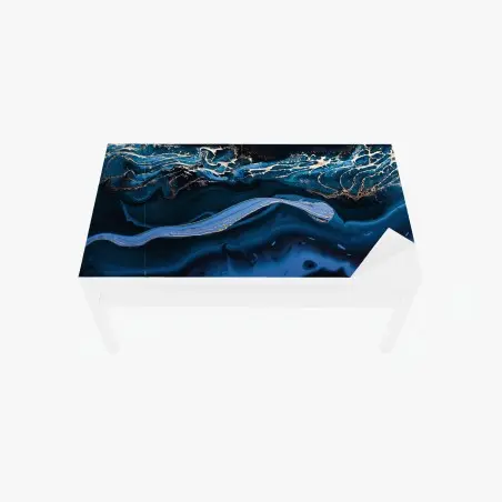 Table & desk veneer navy and gold abstract flow • Wallissimo®