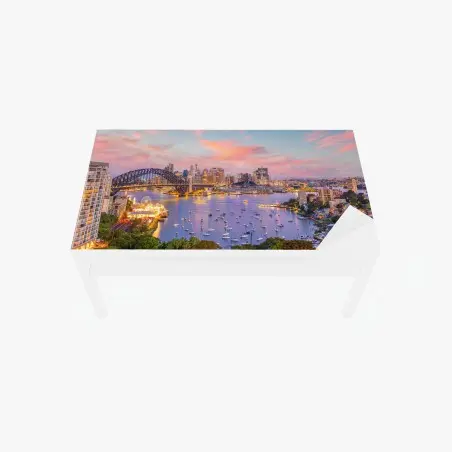 Table & desk veneer sunset over Sydney skyline • Wallissimo®