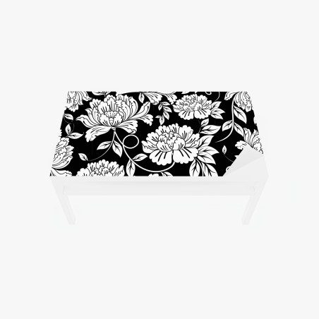 Table & desk veneer monochrome floral pattern print • Wallissimo®
