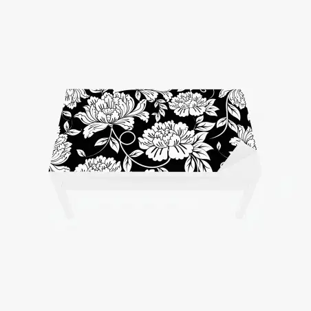 Table & desk veneer monochrome floral pattern print • Wallissimo®