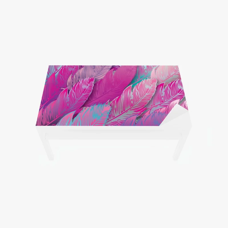 Table & desk veneer iridescent pink feather pattern