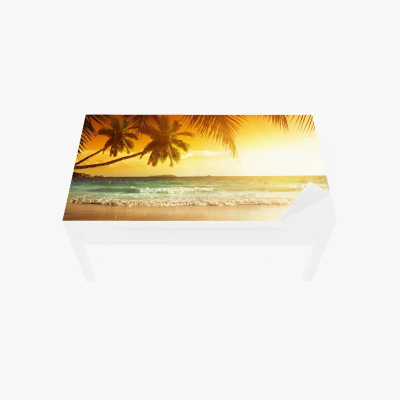 Table & desk veneer golden Caribbean sunset over palm beach