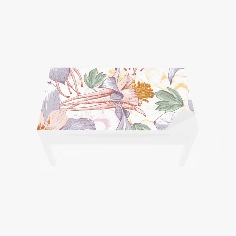 Table & desk veneer soft pastel botanical blooms