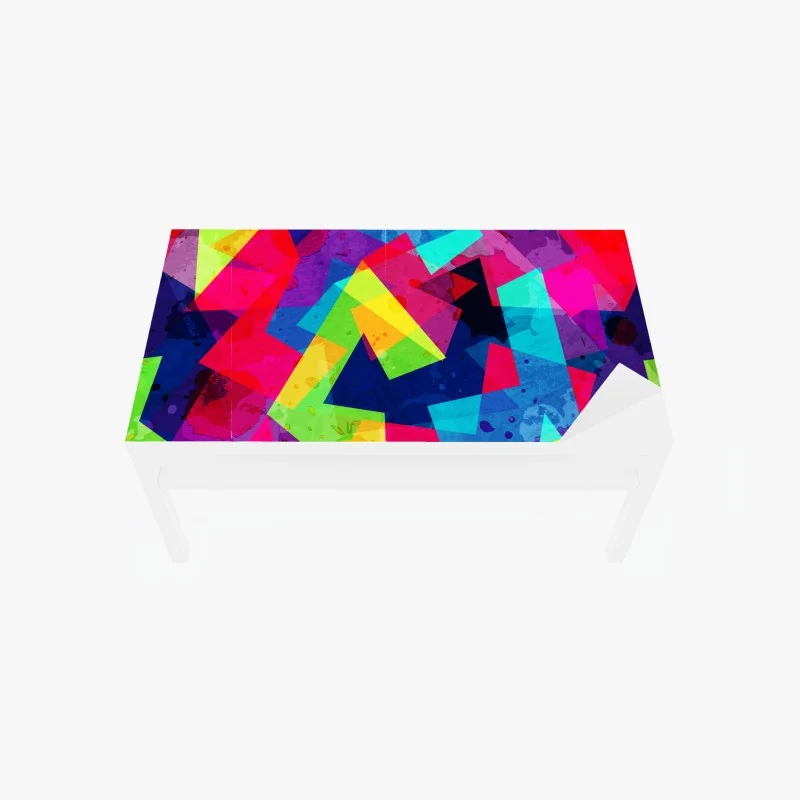 Table & desk veneer vibrant geometric watercolor collage