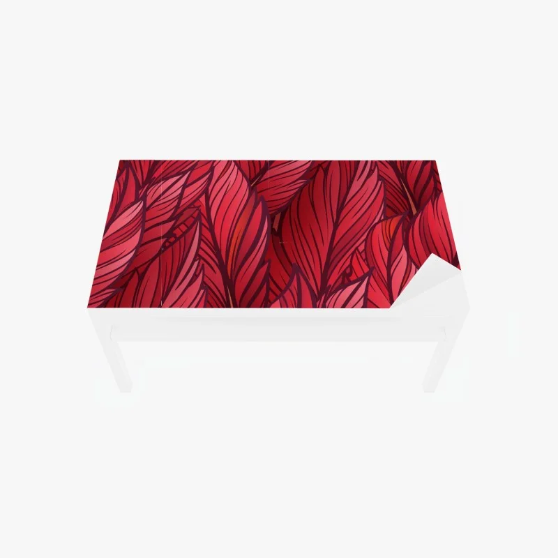 Table & desk veneer red botanical leaf pattern