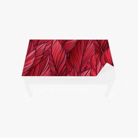 Table & desk veneer red botanical leaf pattern • Wallissimo®