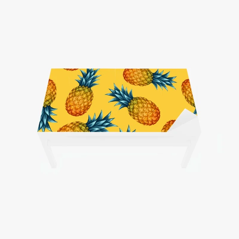 Table & desk veneer tropical pineapple pattern on yellow background
