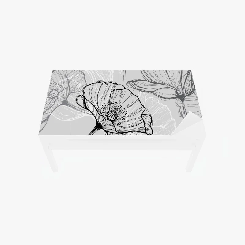 Table & desk veneer delicate gray poppy line art