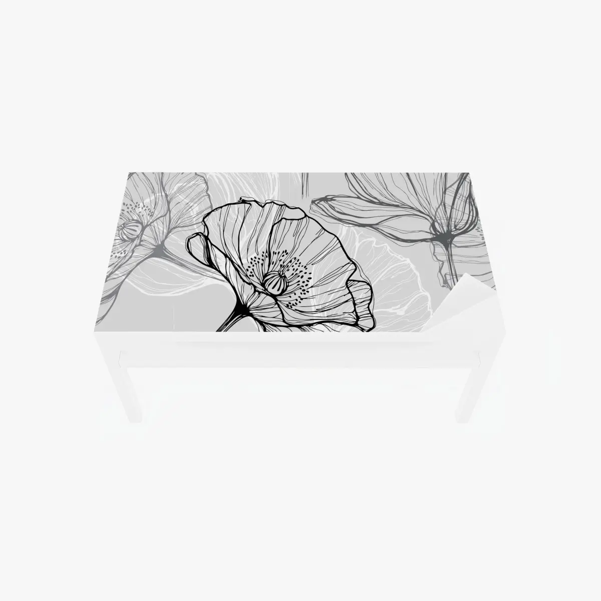 Table & desk veneer delicate gray poppy line art • Wallissimo® Table & desk veneer delicate gray poppy line art • Wallissimo®